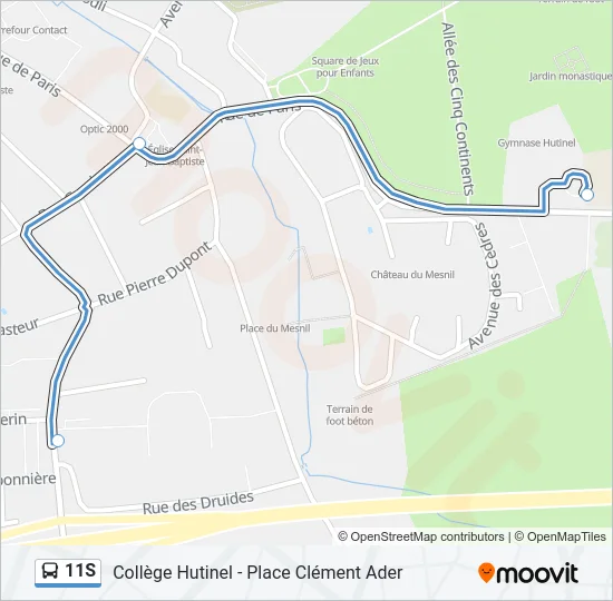 11S Bus Line Map