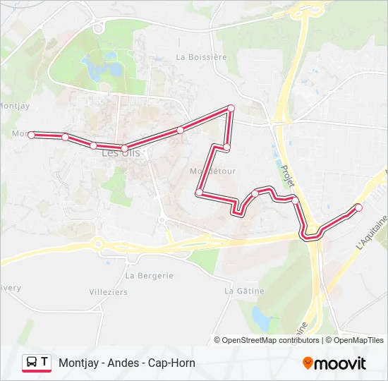 T Bus Line Map