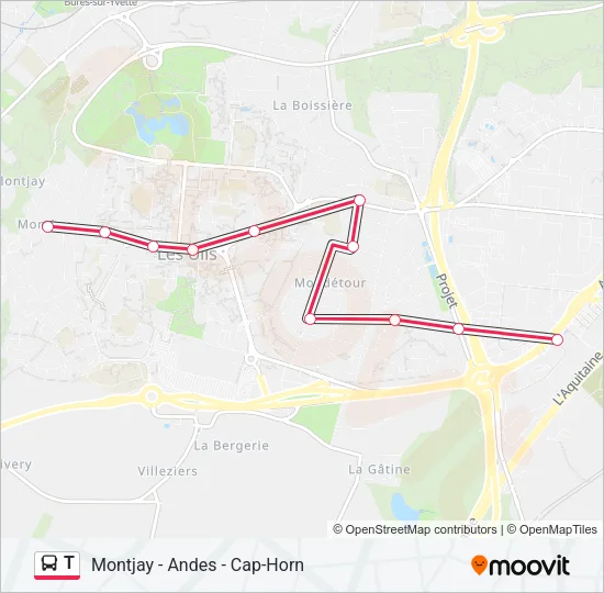 T Bus Line Map