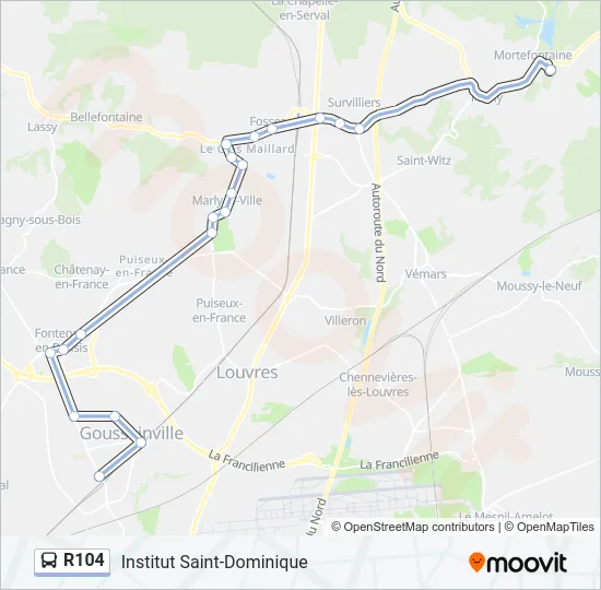 R104 Bus Line Map