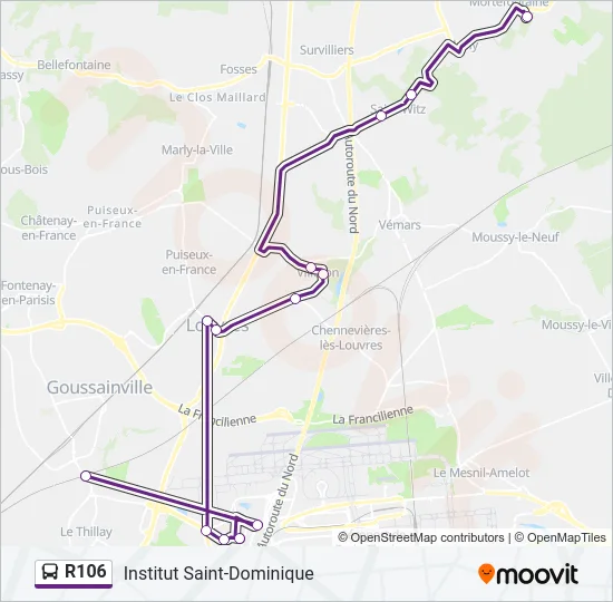 R106 Bus Line Map
