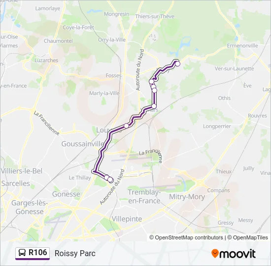R106 Bus Line Map