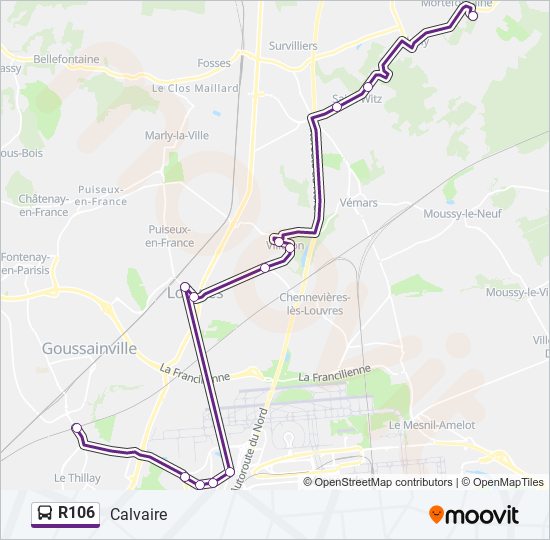 R106 bus Line Map