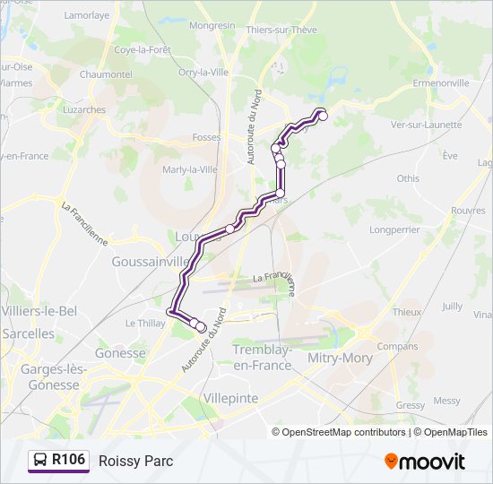 Mapa de R106 de autobús