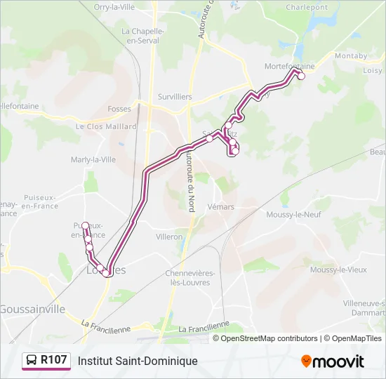 R107 Bus Line Map