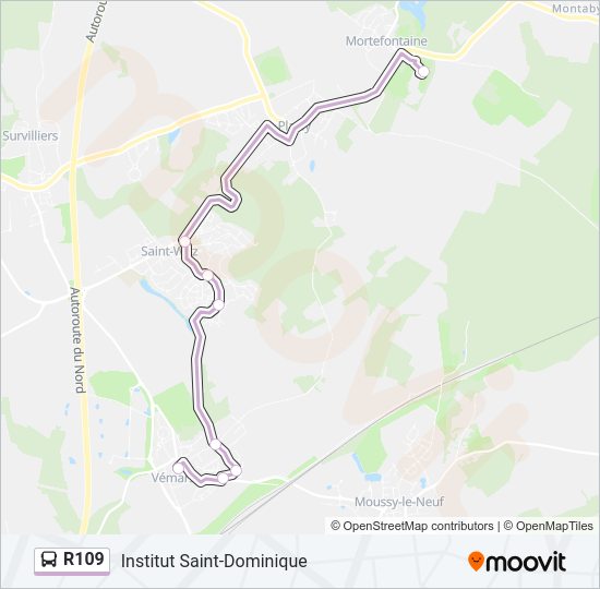 R109 Autobús Line Map