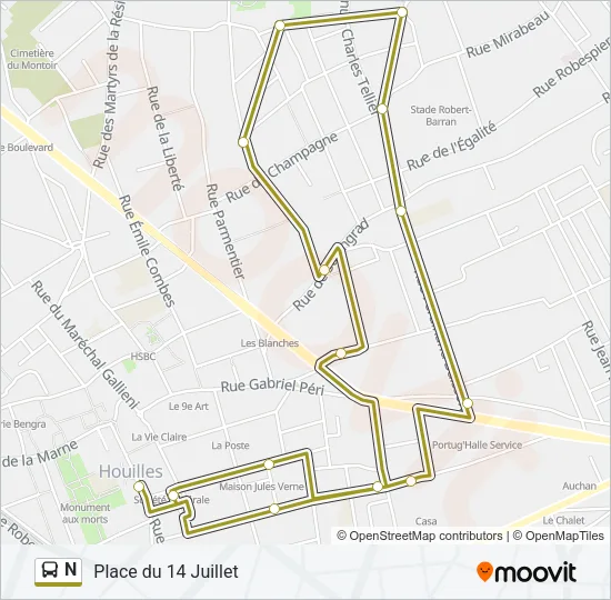 N Bus Line Map