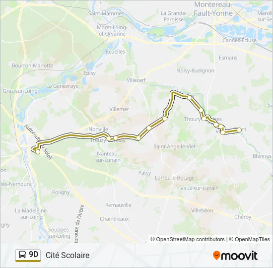 9D Bus Line Map