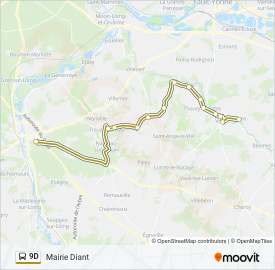 9D Bus Line Map