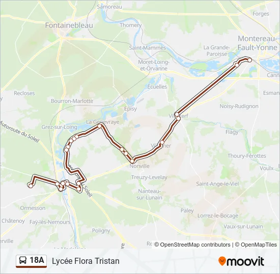 18A Bus Line Map