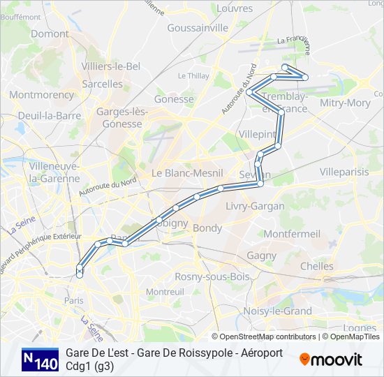 Mapa de N140 de autobús