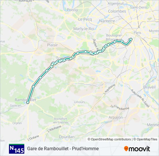N145 bus Line Map