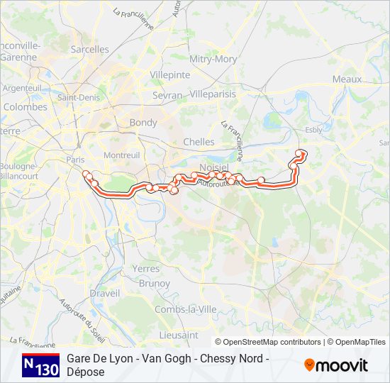 N130 bus Line Map