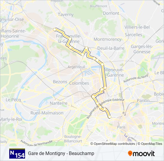 N154 bus Line Map