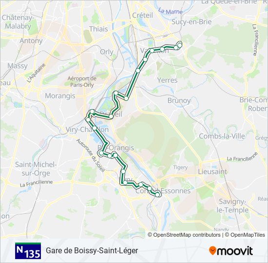 N135 bus Line Map
