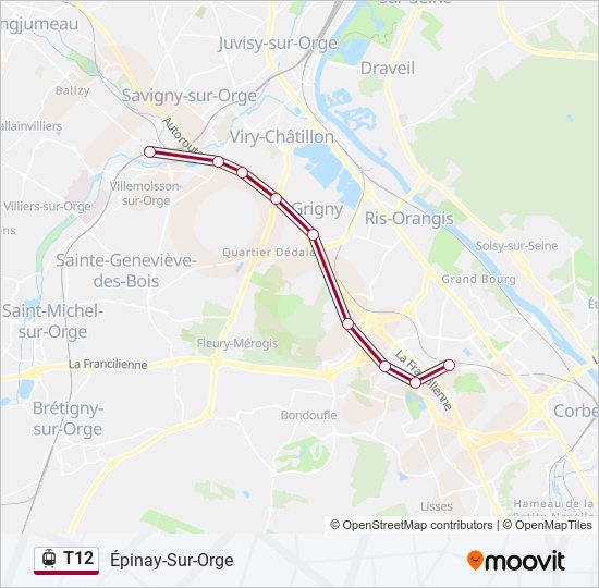 Mapa de T12 de tren ligero