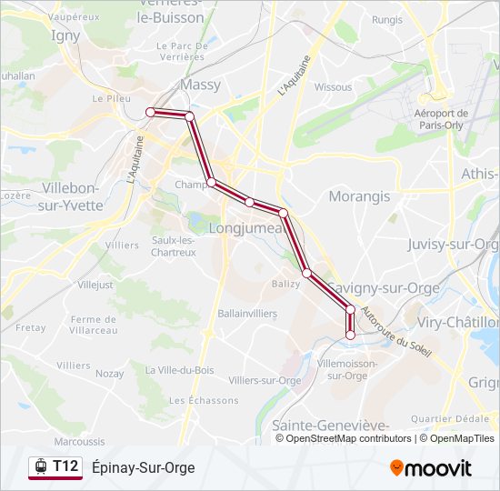 Mapa de T12 de tren ligero