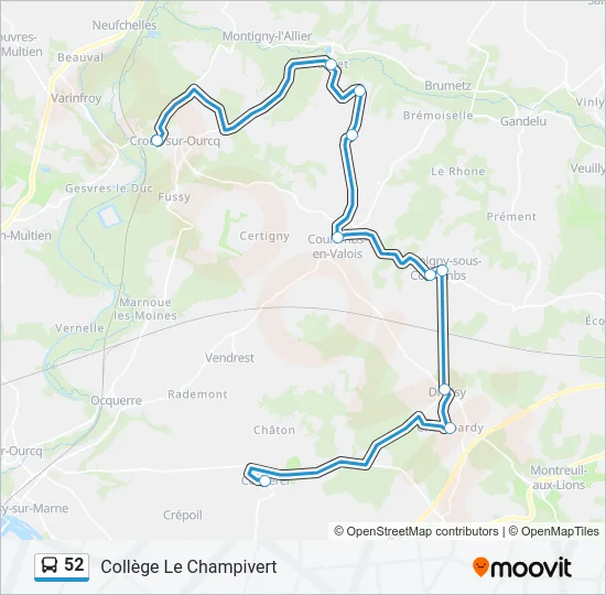 52 Bus Line Map