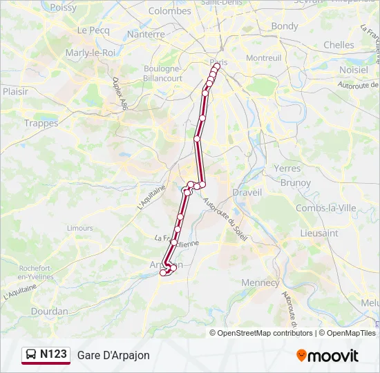 N123 Bus Line Map