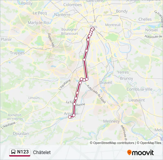 N123 Bus Line Map