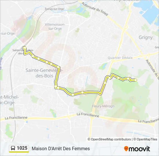 1025 Bus Line Map