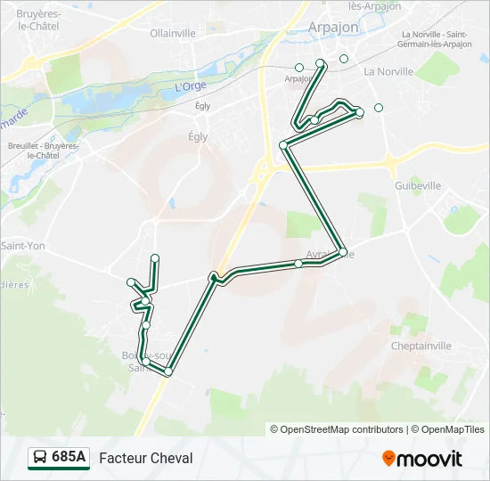 685A Bus Line Map