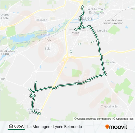 685A Bus Line Map