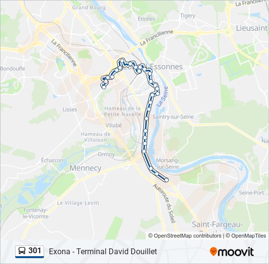 Mapa de 301 de autobús