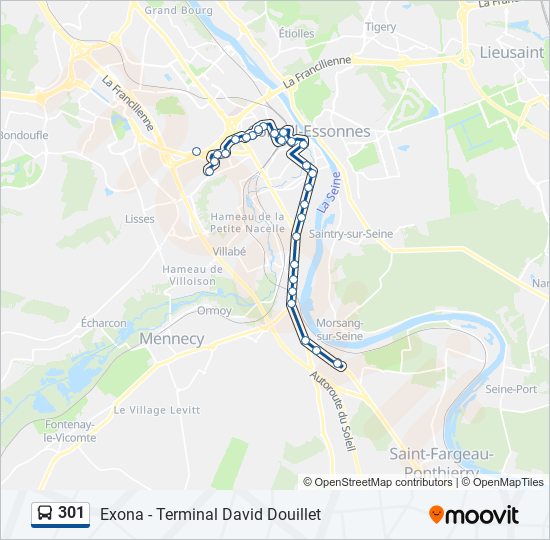 Plan de la ligne 301 de bus