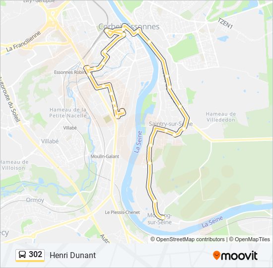 Plan de la ligne 302 de bus