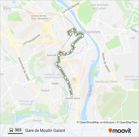 Plan de la ligne 303 de bus