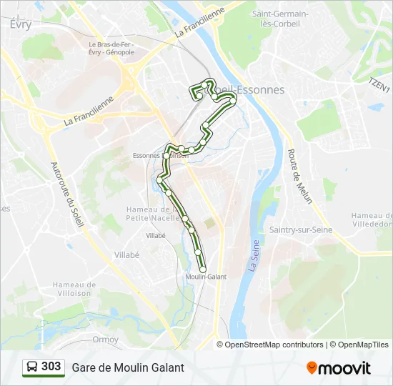 303 Bus Line Map