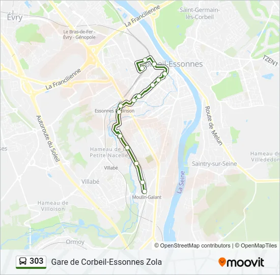 303 Bus Line Map