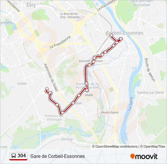 304 bus Line Map