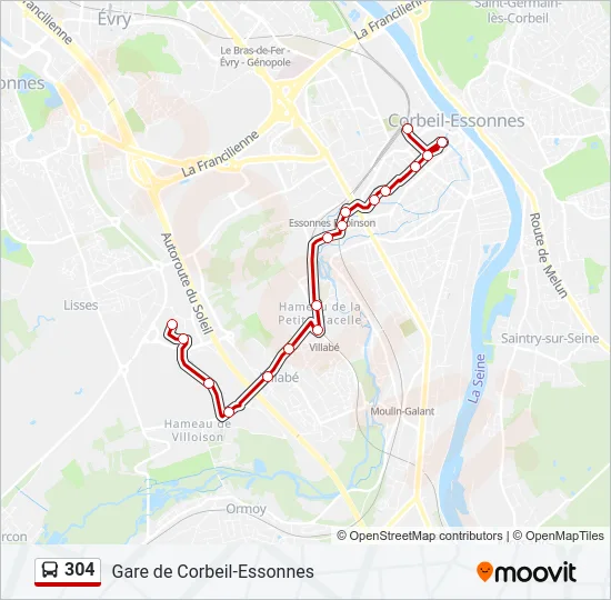 304 Bus Line Map