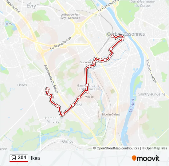 304 Bus Line Map