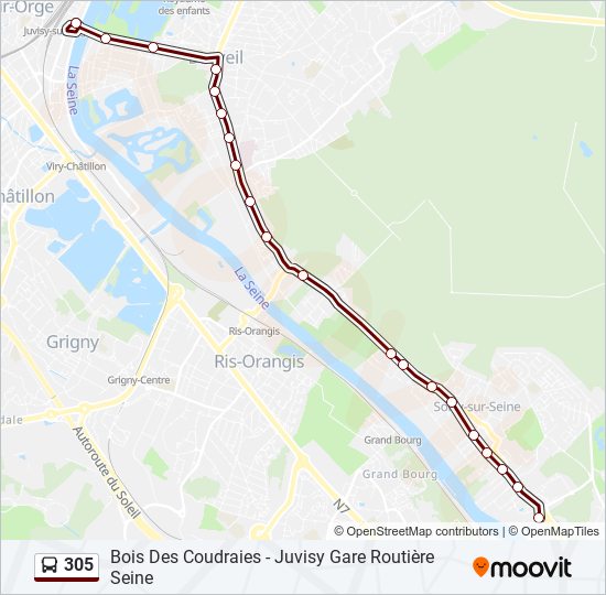 Mapa de 305 de autobús