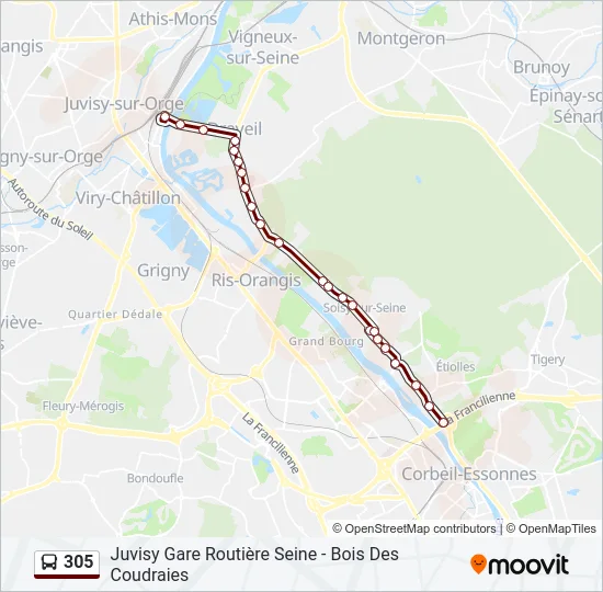 305 Bus Line Map