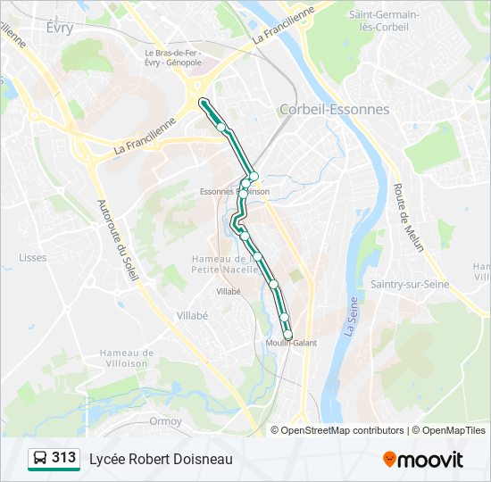 Plan de la ligne 313 de bus