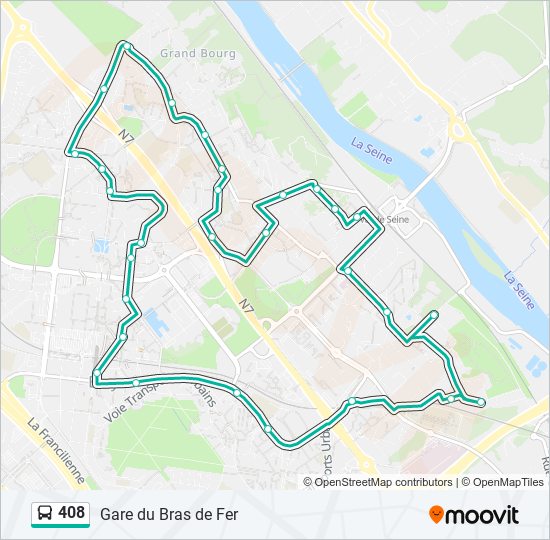 408 Itinéraire Horaires, Arrêts & Plan Gare du Bras de Fer Evry