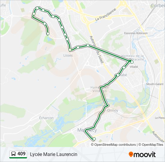 Mapa de 409 de autobús