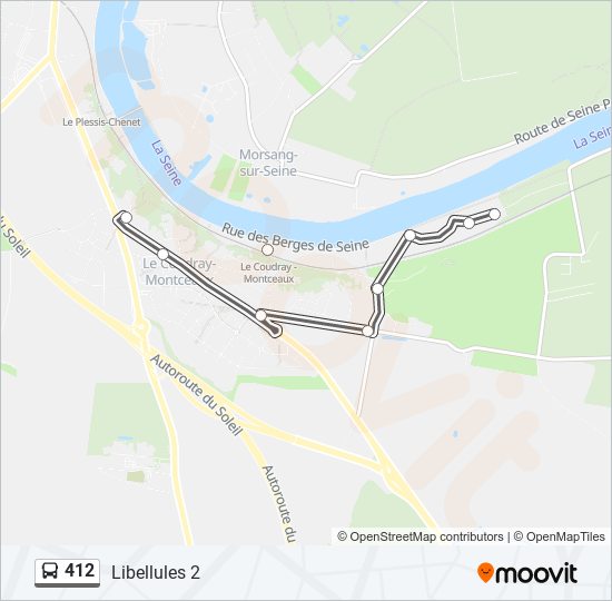 Plan de la ligne 412 de bus