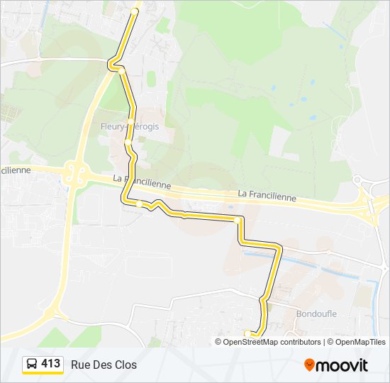 Plan de la ligne 413 de bus