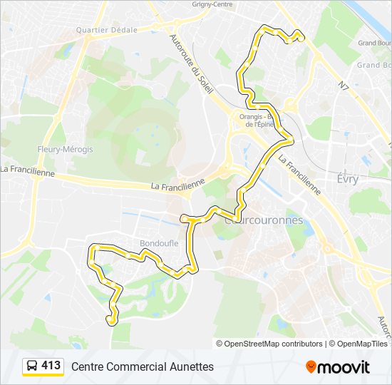 Plan de la ligne 413 de bus