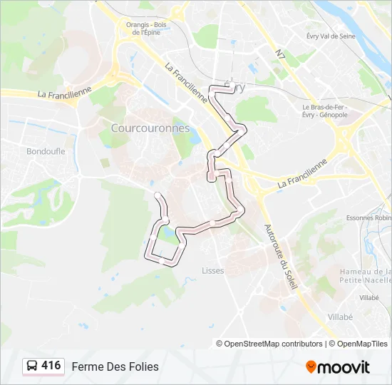 416 Bus Line Map
