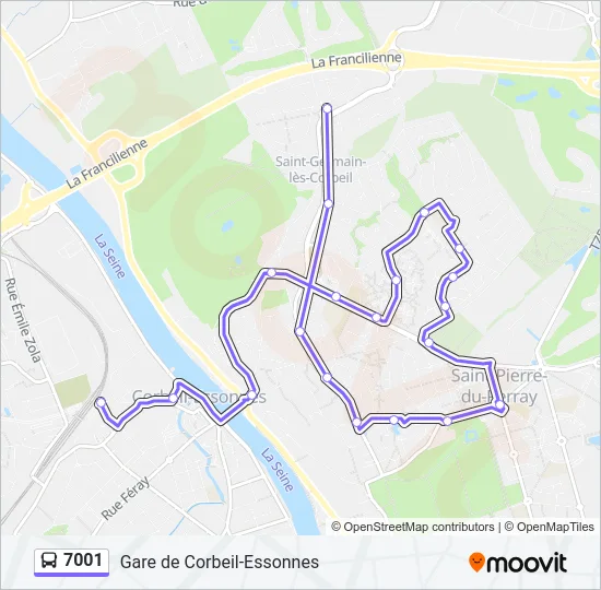 7001 Bus Line Map
