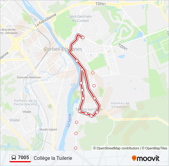 Mapa de 7005 de autobús