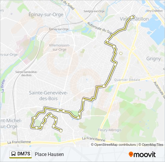 Plan de la ligne DM7S de bus