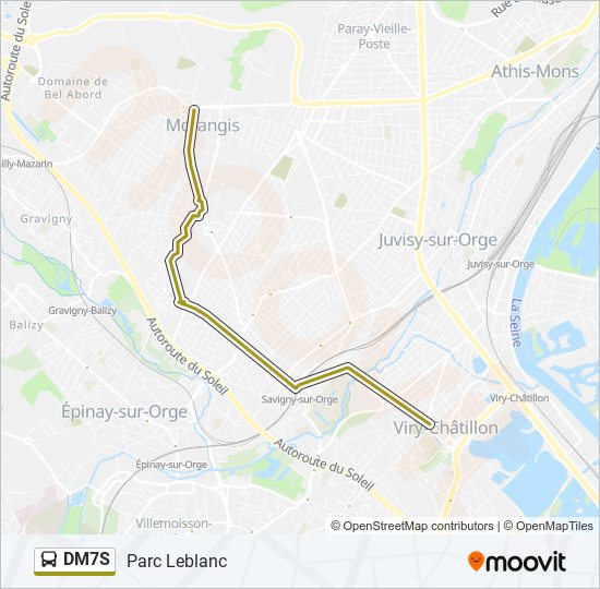 Plan de la ligne DM7S de bus