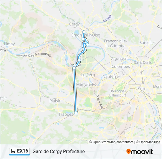 EX16 Bus Line Map